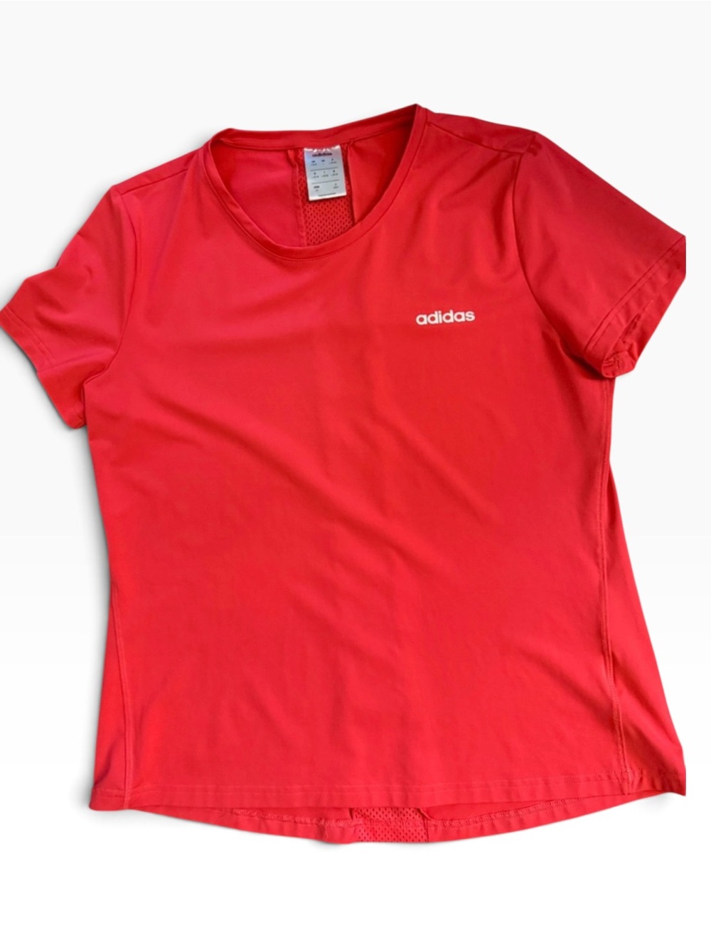 adidas Women’s Large Coral Pink Performance Tee Mesh Back Athletic Running Shirt